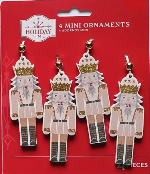 HOLIDAY Time Set Mini Ornaments 'Nussknacker' 4 Teile Import USA